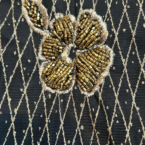 NWT ZARA Knit Embellished Beaded Black Gold Maxi Skirt M Limited Edition(400) - Picture 9 of 15